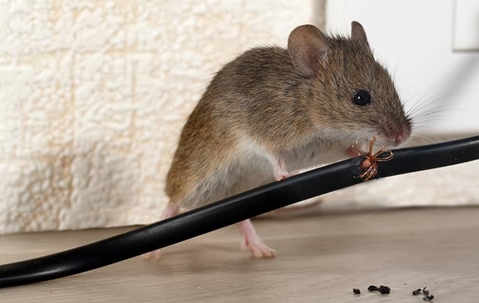 mouse on a telephone chord